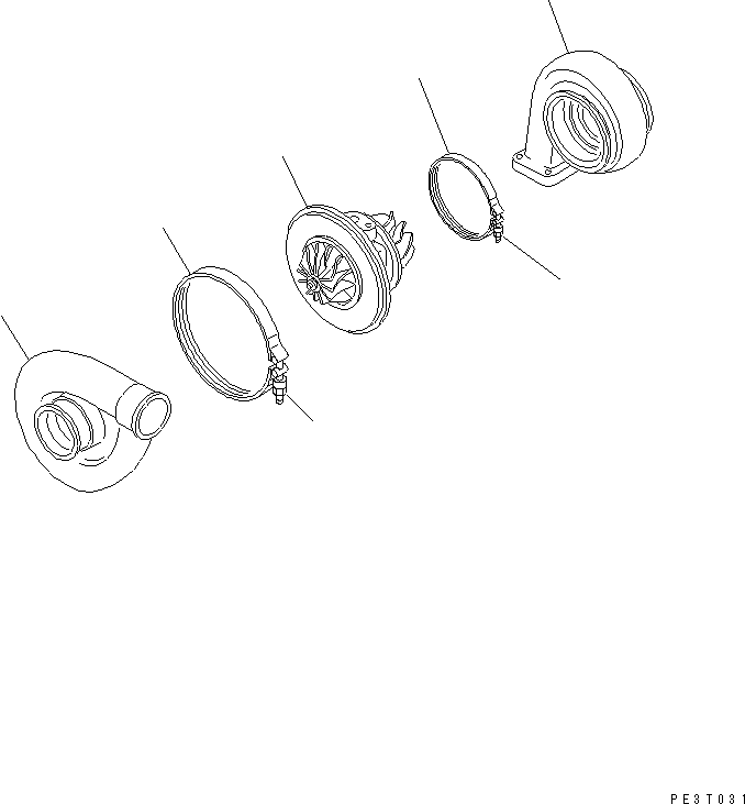 Komatsu parts book diagram for SA6D125E-2A-C S/N 60721-UP: TURBOCHARGER (INNER PARTS)