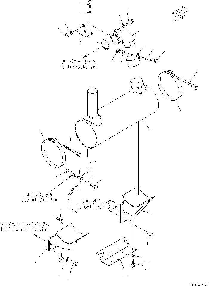 Komatsu parts book diagram for SA6D125E-2A-C S/N 60721-UP: MUFFLER(#77536-77860)