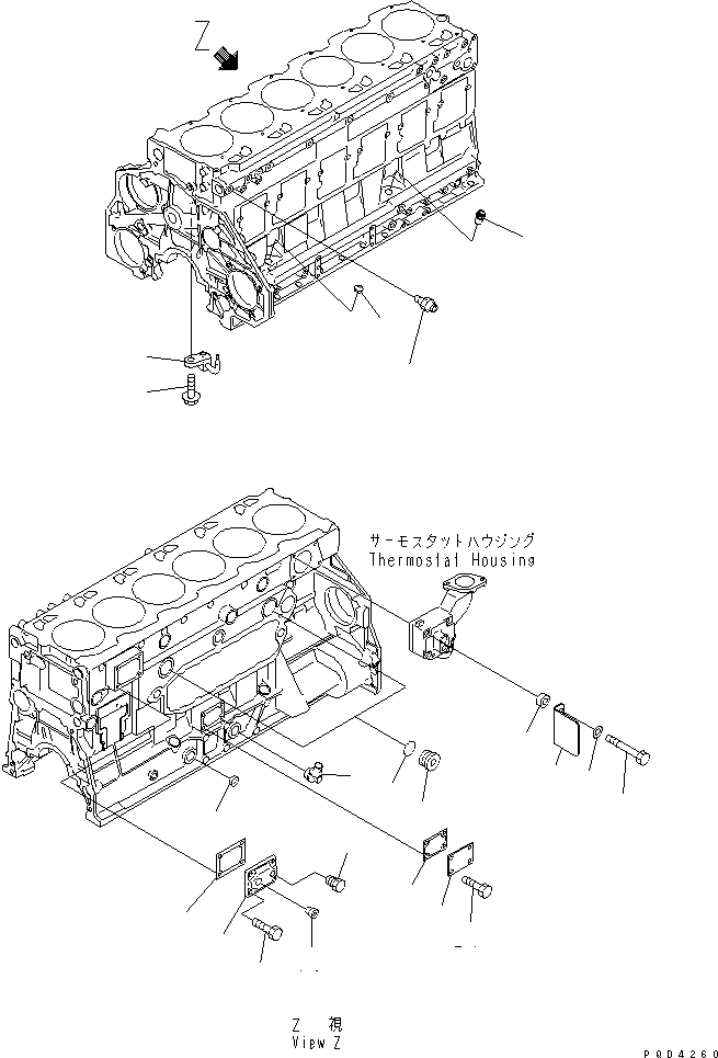 Komatsu parts book diagram for SA6D125E-2A-C S/N 60721-UP: CYLINDER BLOCK (2/2)(#69913-75757)