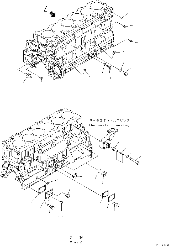 Komatsu parts book diagram for SA6D125E-2A-C S/N 60721-UP: CYLINDER BLOCK RELATED PARTS(#75758-)