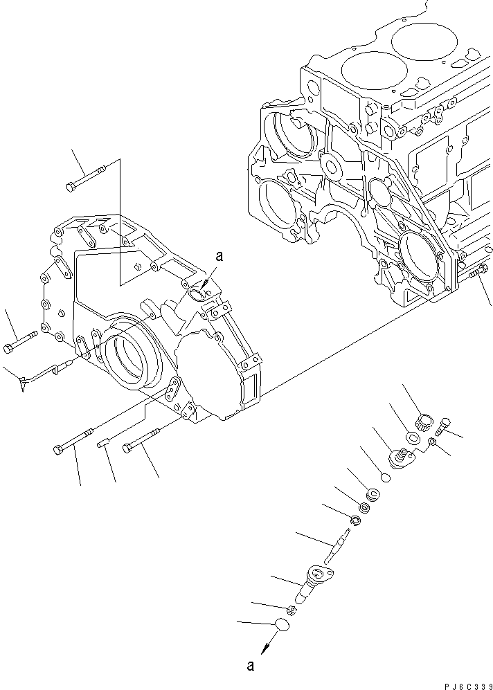 Komatsu parts book diagram for SA6D125E-2A-C S/N 60721-UP: FRONT COVER MOUNTING(#75758-)