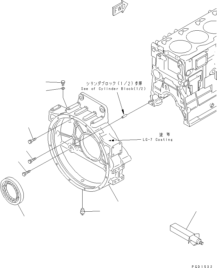 Komatsu parts book diagram for SA6D125E-2A-C S/N 60721-UP: FLYWHEEL HOUSING(#69113-)