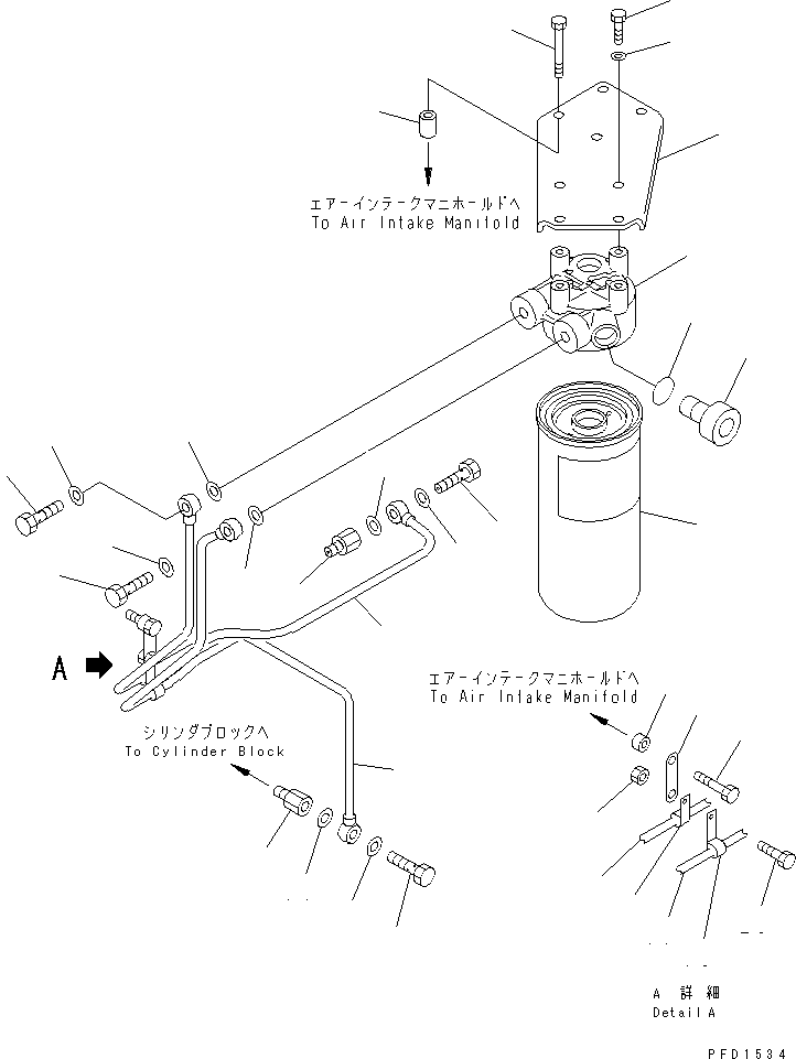 Komatsu parts book diagram for SA6D125E-2A-C S/N 60721-UP: BYPASS FILTER AND MOUNTING