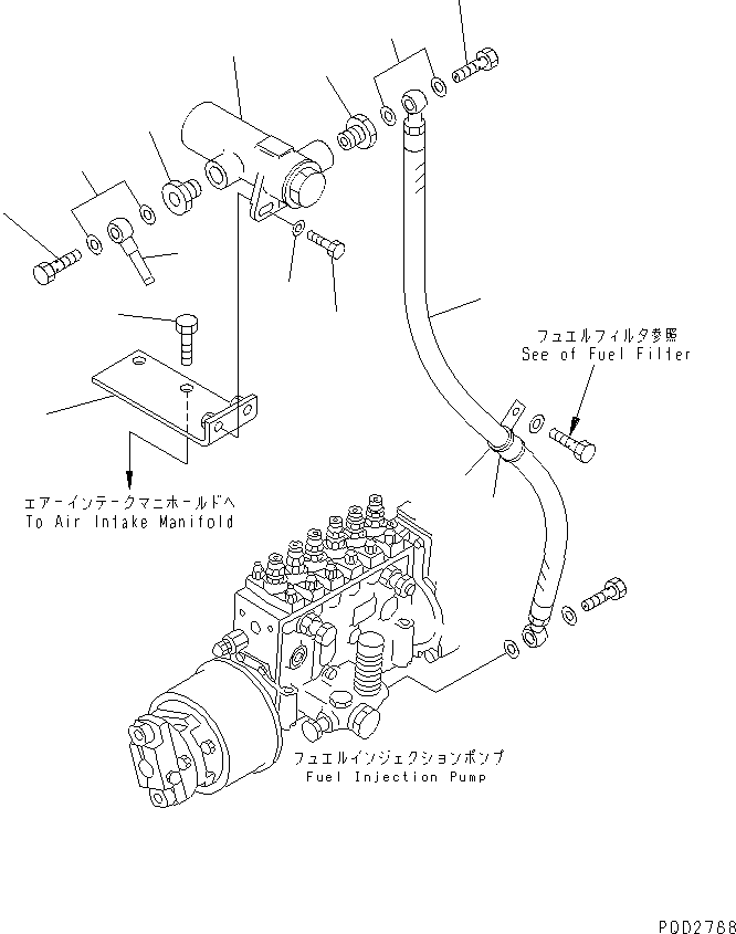 Komatsu parts book diagram for SA6D125E-2A-C S/N 60721-UP: FUEL PRE-FILTER(#64676-)