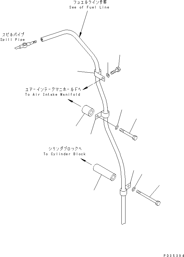Komatsu parts book diagram for SA6D125E-2A-C S/N 60721-UP: FUEL RETURN