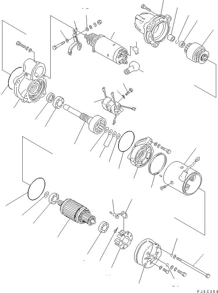 Komatsu parts book diagram for SA6D125E-2A-C S/N 60721-UP: STARTING MOTOR (7.5KW) (SEA WATER-RSSISTANT) (INNER PARTS)(#82970-)
