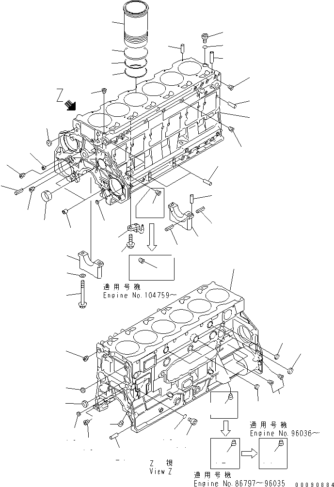 Engines Komatsu / SA6D125E-2CT-T7 S/N 60721-UP(sa6d12ic) / CYLINDER BLOCK(#65905-)(030150 : A2010-A3J9)