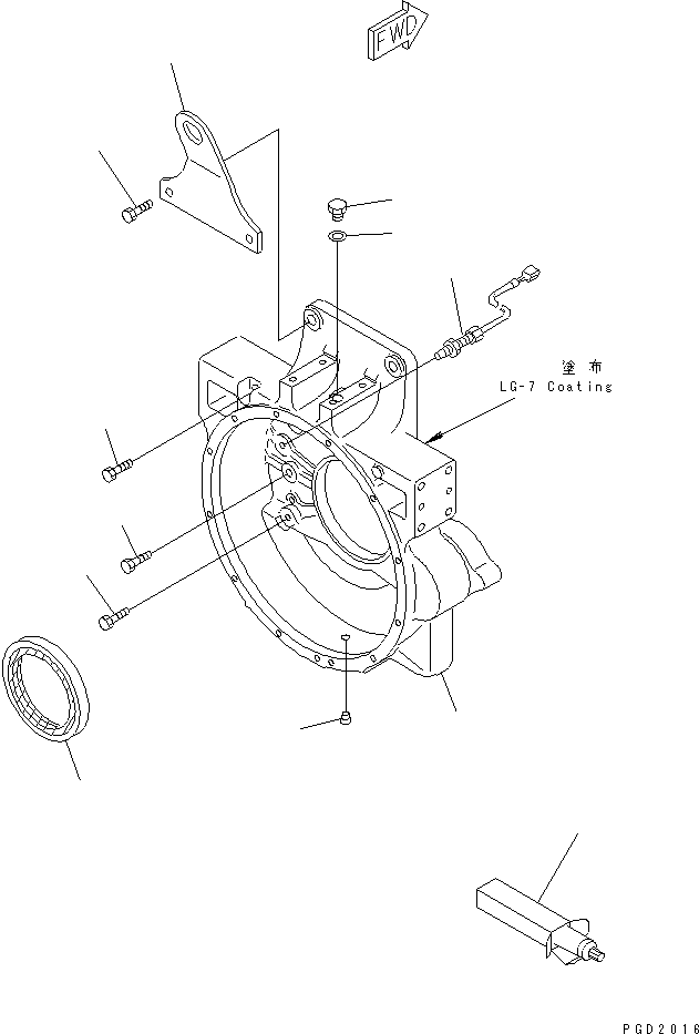 Engines Komatsu / SA6D125E-2CT-T7 S/N 60721-UP(sa6d12ic) / FLYWHEEL HOUSING (WITH ENGINE REVOLUTION SENSOR)(#67518-)(030240 : A2210-A3D2A)