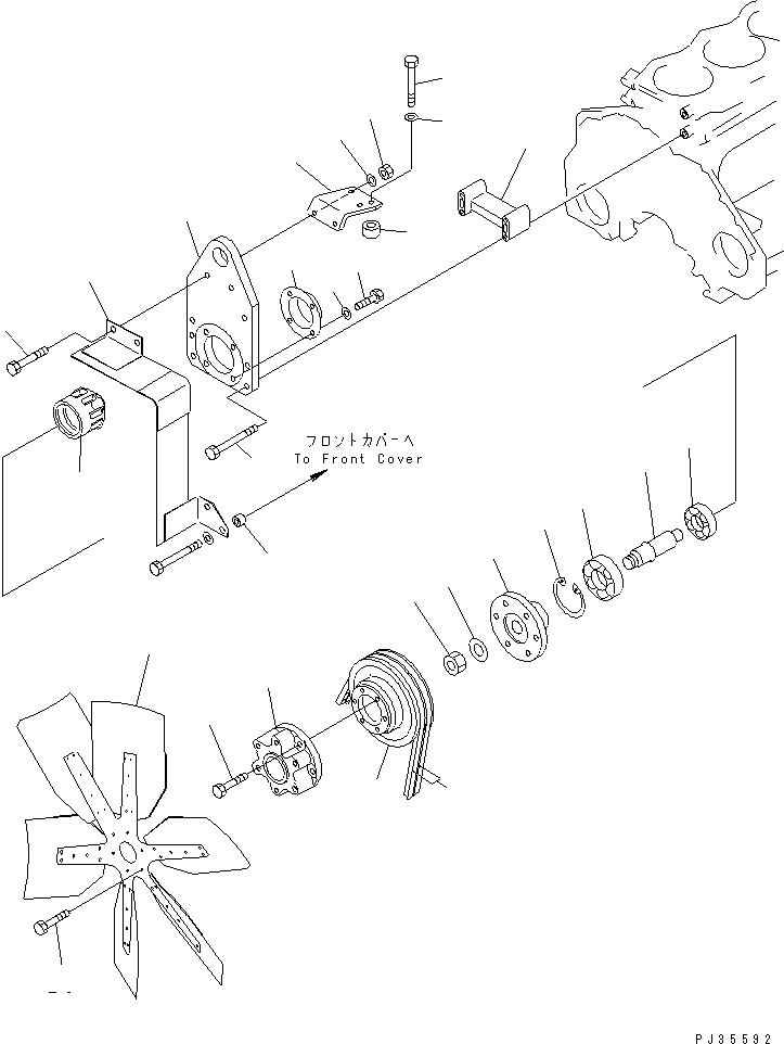 Komatsu parts book diagram for SA6D125-1T S/N 31492-UP: COOLING FAN AND MOUNTING