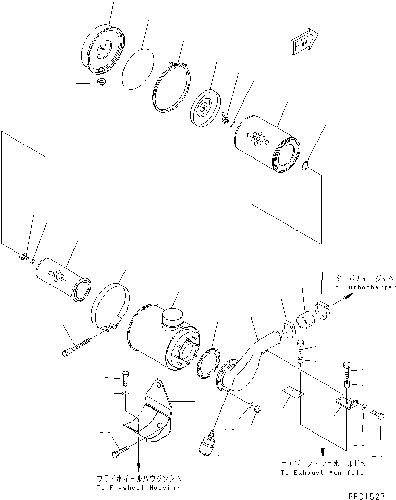 Engines Komatsu / SA6D125E-2A-57 S/N 60721-UP(sa6d12jc) / AIR CLEANER(#69113-)(030110 : A1410-A3K1)
