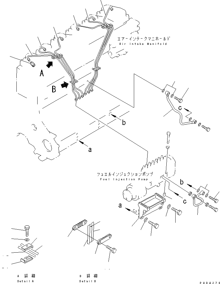 Engines Komatsu / SA6D125E-2A-57 S/N 60721-UP(sa6d12jc) / FUEL INJECTION PUMP PIPING(#69841-)(030620 : A4030-A3D4)