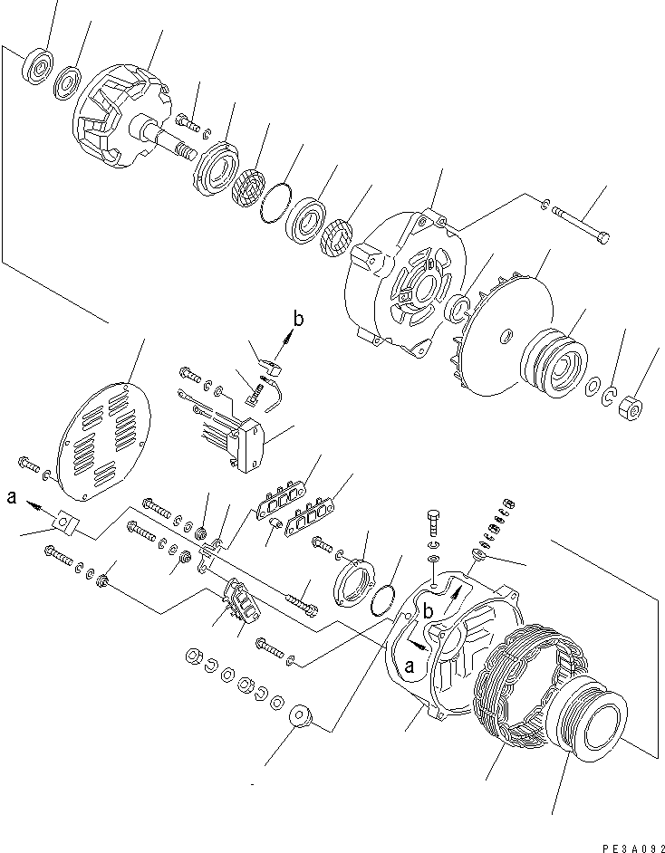 Engines Komatsu / SA6D125E-2A-57 S/N 60721-UP(sa6d12jc) / ALTERNATOR (50A) (INNER PARTS)(#91675-)(030820 : A6010-C3P7)