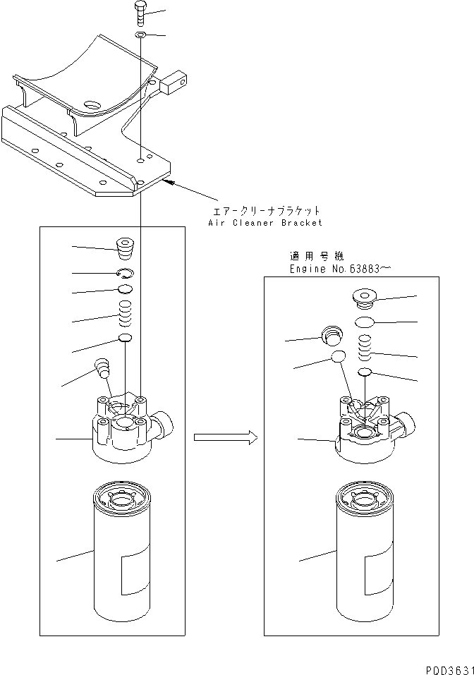 Engines Komatsu / SA6D125E-2C-S7 S/N 60721-UP(sa6d12mc) / OIL FILTER(#61589-)(030570 : A3110-A3E7)