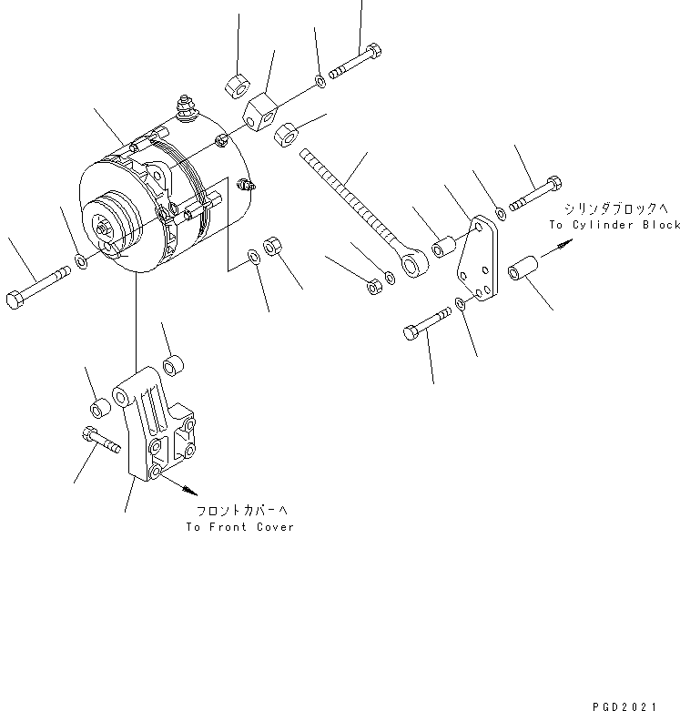 Engines Komatsu / SA6D125E-2C-S7 S/N 60721-UP(sa6d12mc) / ALTERNATOR MOUNTING (75A)(#61589-)(031040 : A6010-A3N8)