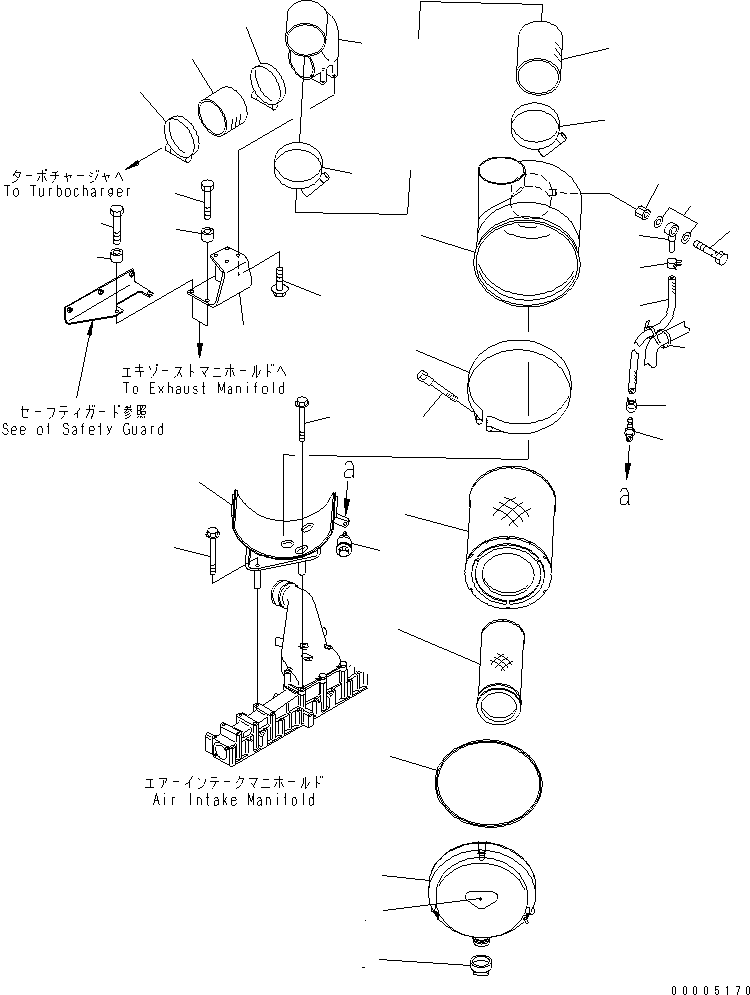 Engines Komatsu / SA6D125E-3C-7T S/N 310001-UP(sa6d12qc) / AIR CLEANER(#311306-)(030080 : A1410-A3M4)