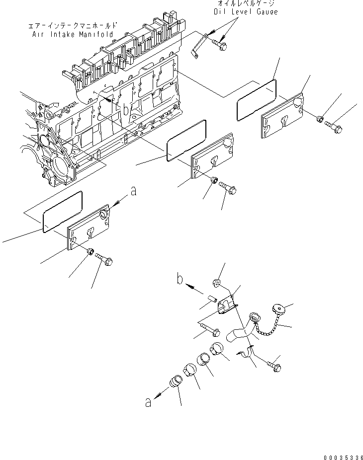Engines Komatsu / SA6D125E-3C-7T S/N 310001-UP(sa6d12qc) / CAMFOLLOWER COVER (WITH OIL FILLER)(#310314-322439)(030200 : A2060-A3G6)