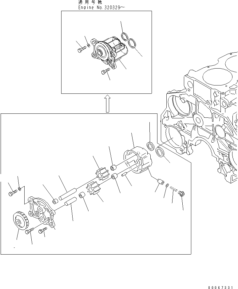 Engines Komatsu / SA6D125E-3C-7T S/N 310001-UP(sa6d12qc) / OIL PUMP(030340 : A3010-A3A6)