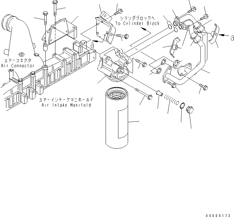 Engines Komatsu / SA6D125E-3C-7T S/N 310001-UP(sa6d12qc) / OIL FILTER AND PIPING(#311306-)(030350 : A3110-A3J3)