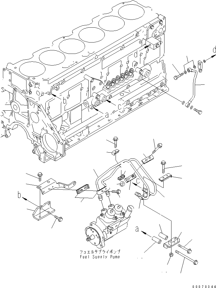 Engines Komatsu / SA6D125E-3C-7T S/N 310001-UP(sa6d12qc) / FUEL SUPPLY AND RETURN PIPING (CHINA TRIMMING SPEC.)(#320580-)(030400 : A4010-B3Z3)