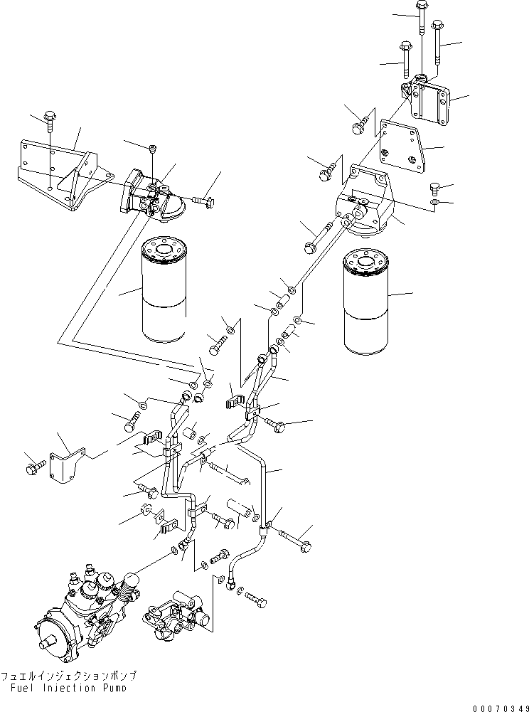 Engines Komatsu / SA6D125E-3C-7T S/N 310001-UP(sa6d12qc) / FUEL FILTER AND PIPING (THREAD 1-5/8) (CHINA TRIMMING SPEC.)(#320580-)(030470 : A4110-A3S6)