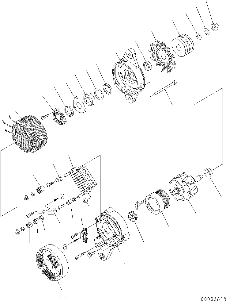 Engines Komatsu / SA6D125E-3C-7T S/N 310001-UP(sa6d12qc) / ALTERNATOR (50A)(CHINA TRIMMING SPEC.)(INNER PARTS)(#320580-)(030610 : A6010-B3Y2)