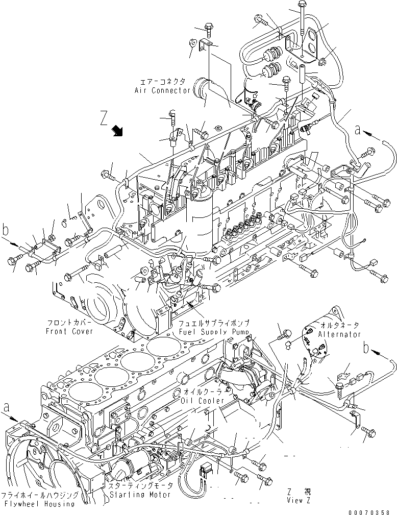Engines Komatsu / SA6D125E-3C-7T S/N 310001-UP(sa6d12qc) / WIRING (1/2) MAIN HARNESS (CHINA TRIMMING SPEC.)(#320580-)(030640 : A6810-A3K6)