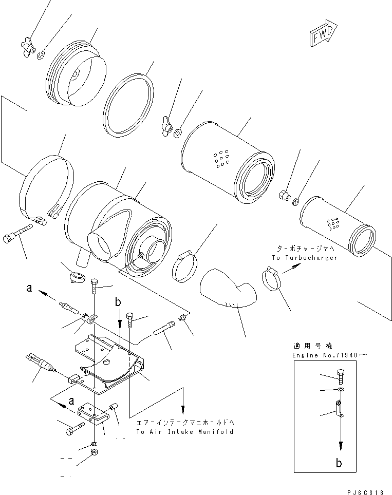Komatsu parts book diagram for SA6D125E-2C-S7 S/N 60721-UP: AIR CLEANER(#61589-)
