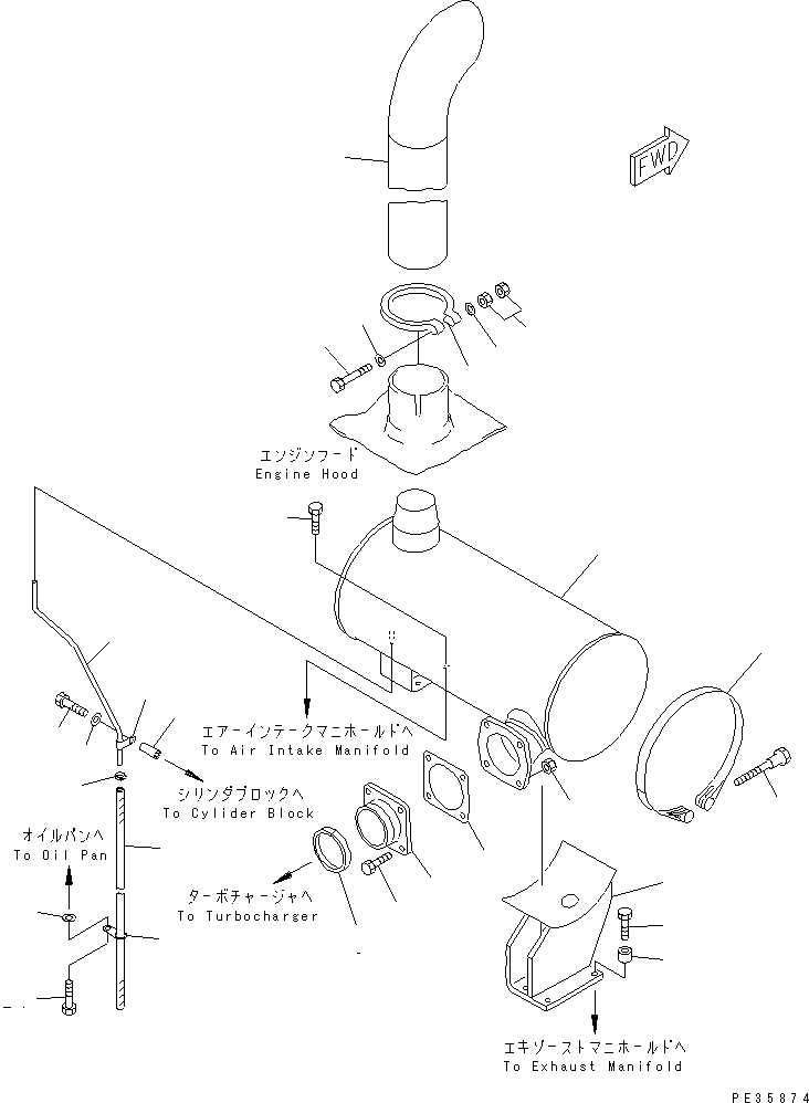 Komatsu parts book diagram for SA6D125E-2C-S7 S/N 60721-UP: MUFFLER(#61589-77645)