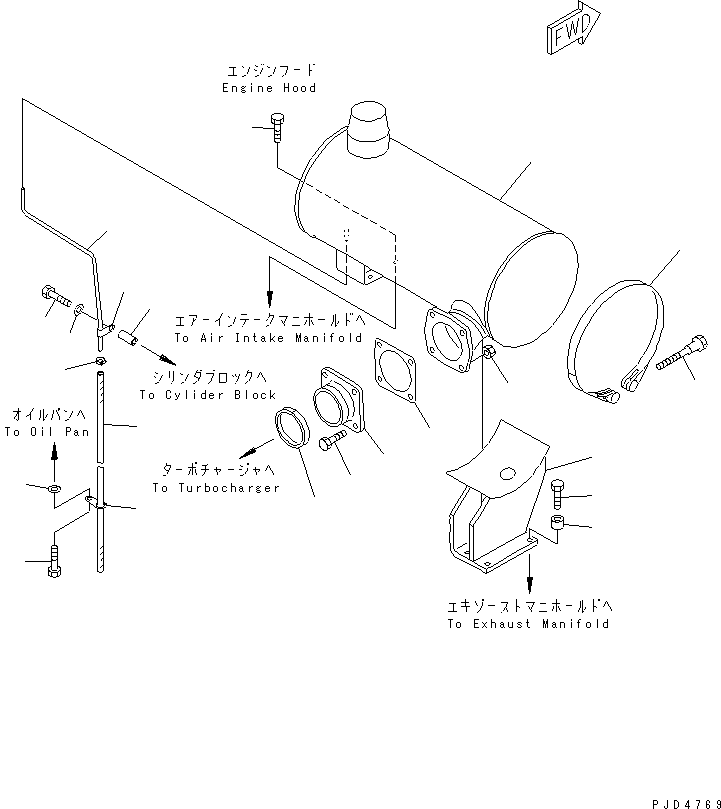 Komatsu parts book diagram for SA6D125E-2C-S7 S/N 60721-UP: MUFFLER (FOR WATER SEPARATOR)(#82014-)