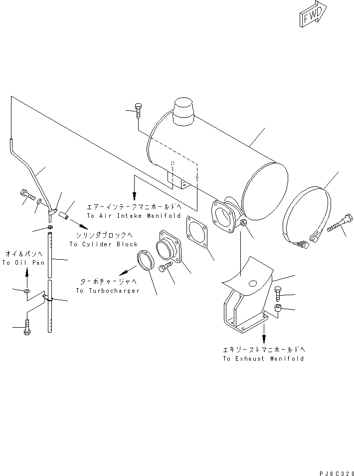 Komatsu parts book diagram for SA6D125E-2C-S7 S/N 60721-UP: MUFFLER(#82014-)