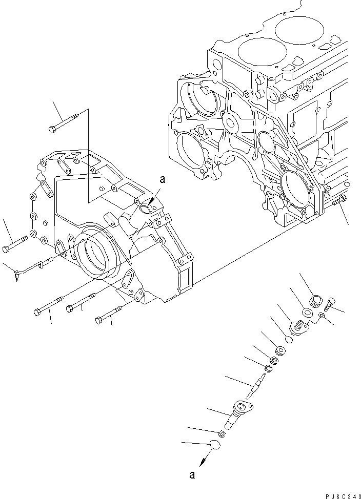 Komatsu parts book diagram for SA6D125E-2C-S7 S/N 60721-UP: FRONT COVER MOUNTING(#75758-)