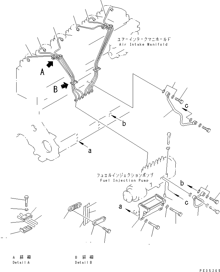 Komatsu parts book diagram for SA6D125E-2C-S7 S/N 60721-UP: FUEL INJECTION PUMP PIPING