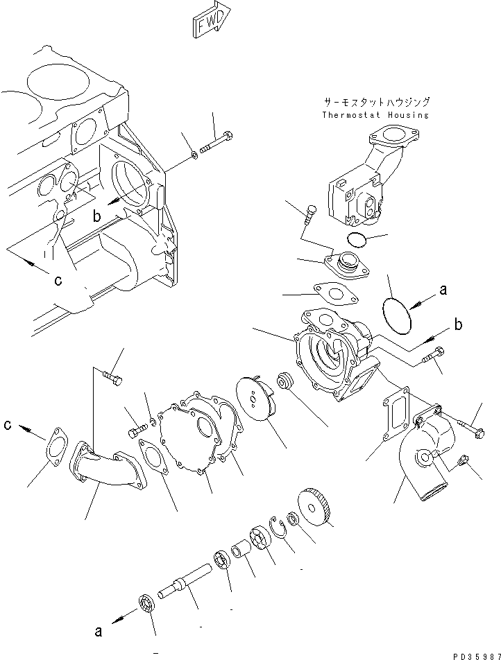 Komatsu parts book diagram for SA6D125E-2C-S7 S/N 60721-UP: WATER PUMP(#61589-71645)