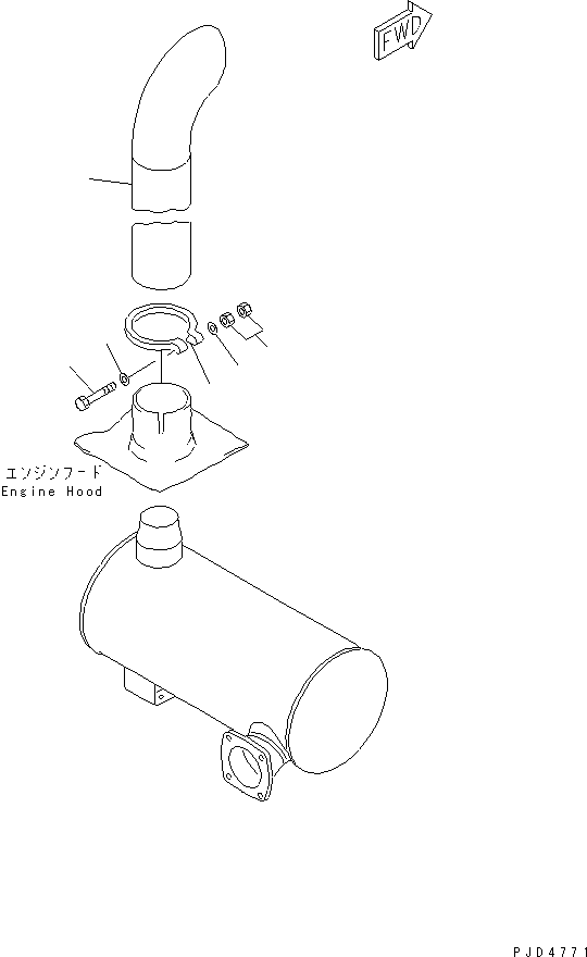 Komatsu parts book diagram for SA6D125E-2C-S7 S/N 60721-UP: EXHAUST PIPE(#82014-)