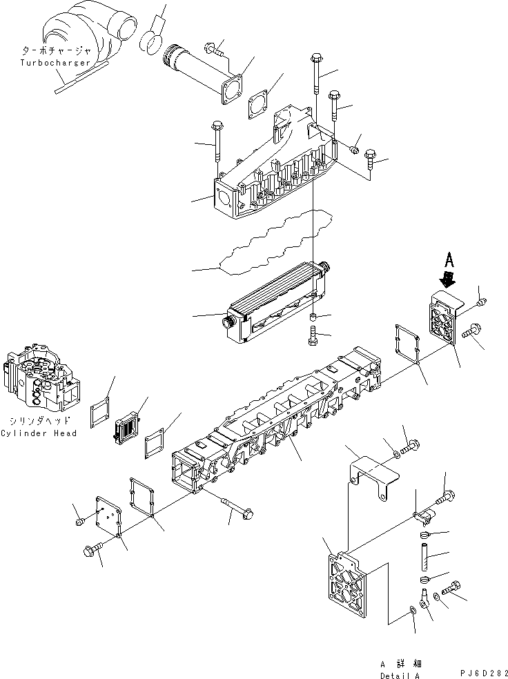 Engines Komatsu / SA6D140E-3H-7 S/N 110001-UP(sa6d142u) / AIR INTAKE MANIFOLD AND AFTER COOLER(#110007-)(030040 : A1310-A4H1)
