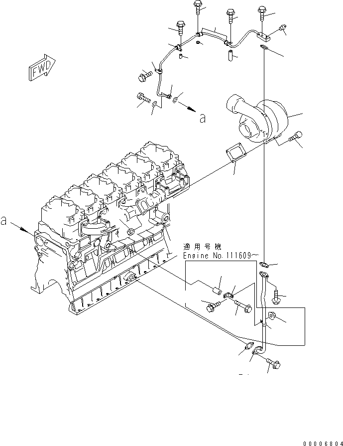 Engines Komatsu / SA6D140E-3H-7 S/N 110001-UP(sa6d142u) / TURBOCHARGER AND OIL PIPING(030060 : A1530-A4F9)