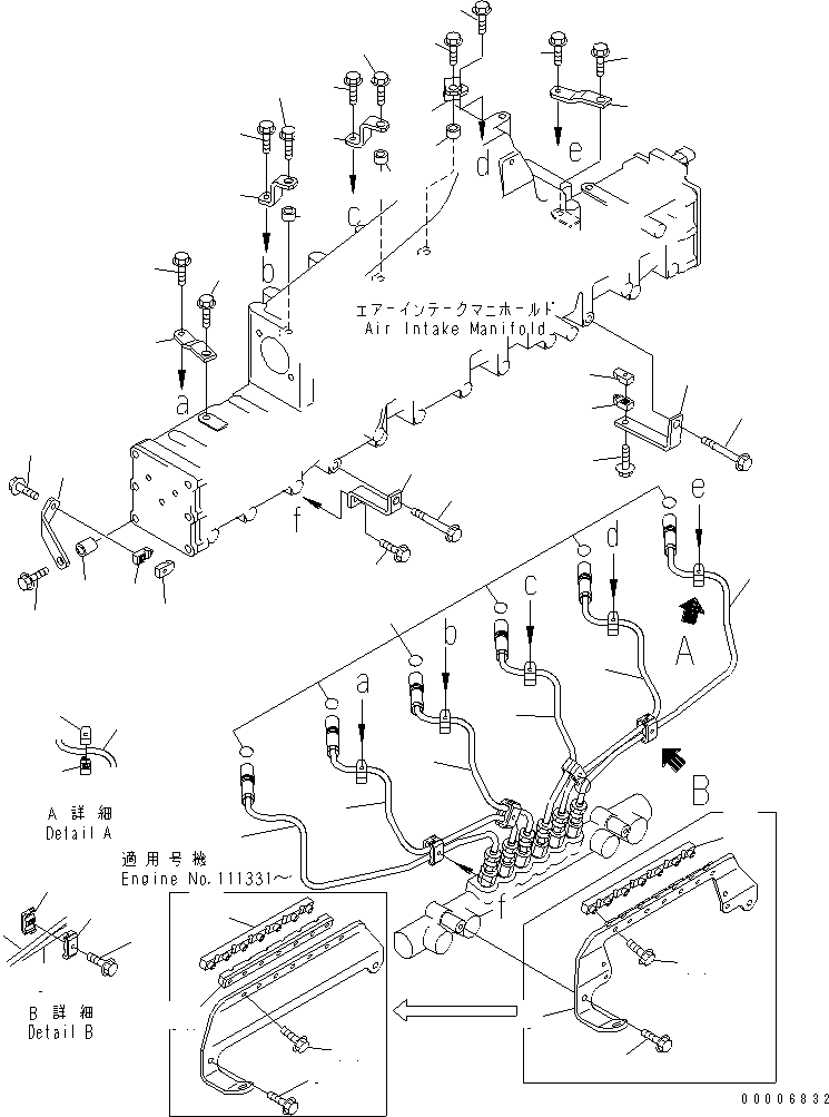 Engines Komatsu / SA6D140E-3H-7 S/N 110001-UP(sa6d142u) / FUEL PIPING(030415 : A4030-B4A7)