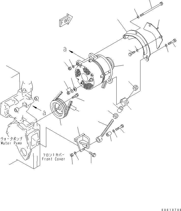 Engines Komatsu / SA6D140E-3H-7 S/N 110001-UP(sa6d142u) / ALTERNATOR MOUNTING (60A) (SANDY AND DUSTY SPEC.)(030570 : A6010-A4H1)