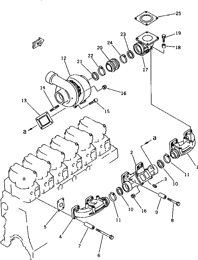 Engines Komatsu / SA6D140-A-1T S/N 12599-UP(sa6d146r) / EXHAUST MANIFOLD AND TURBOCHARGER(030060 : 0151)