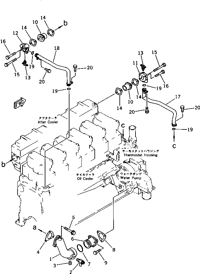 Engines Komatsu / SA6D140-A-1T S/N 12599-UP(sa6d146r) / WATER PIPING(030070 : 0173)