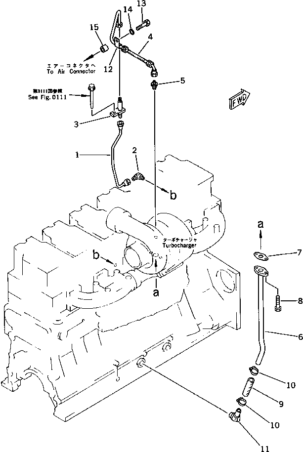 Engines Komatsu / SA6D140-A-1T S/N 12599-UP(sa6d146r) / TURBOCHARGER LUBRICATING OIL PIPING(090030 : 0325)