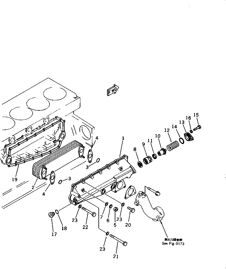 Engines Komatsu / SA6D140-A-1T S/N 12599-UP(sa6d146r) / LUBRICATING OIL COOLER(090040 : 0331)
