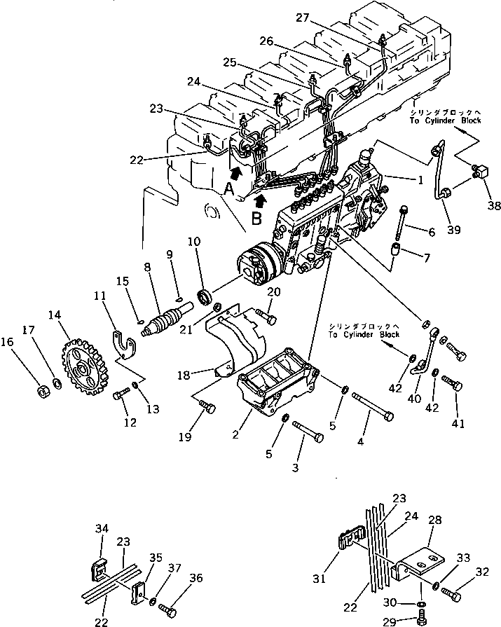 Engines Komatsu / SA6D140-A-1T S/N 12599-UP(sa6d146r) / FUEL INJECTION PUMP AND PIPING(120010 : 0401)