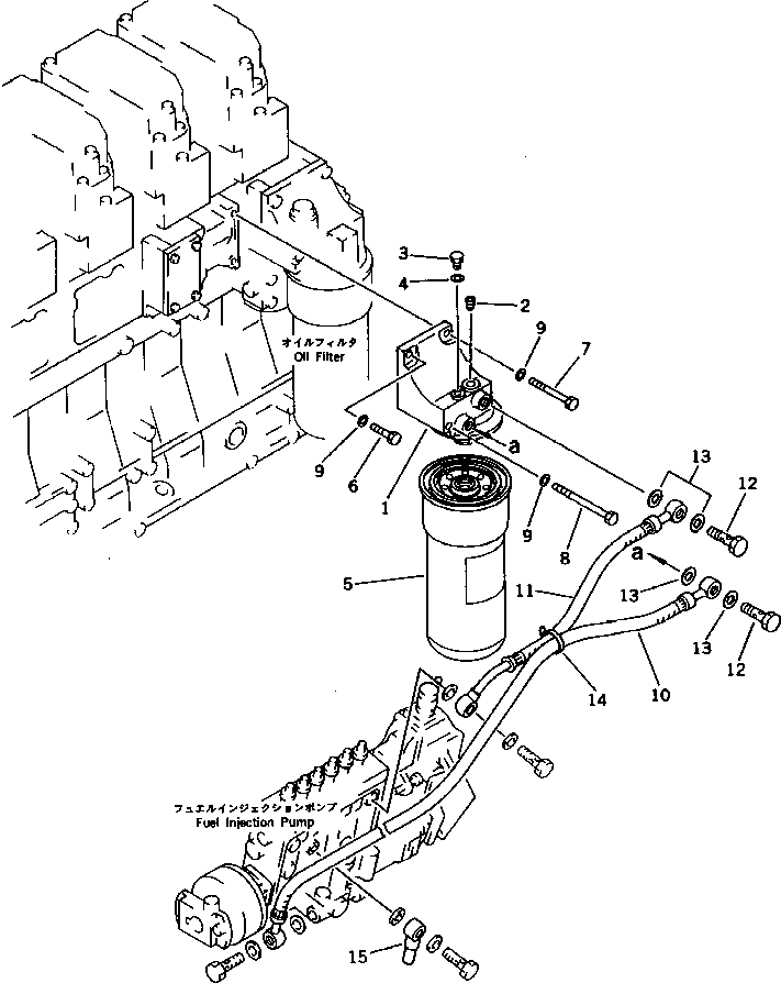 Engines Komatsu / SA6D140-A-1T S/N 12599-UP(sa6d146r) / FUEL FILTER AND PIPING(120030 : 0411)