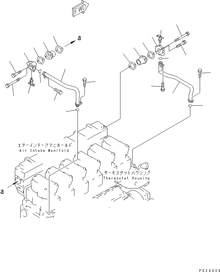 Engines Komatsu / SA6D140-1HH S/N 17739-UP(sa6d147r) / AFTER COOLER WATER PIPING(030040 : A1310-B4C8)