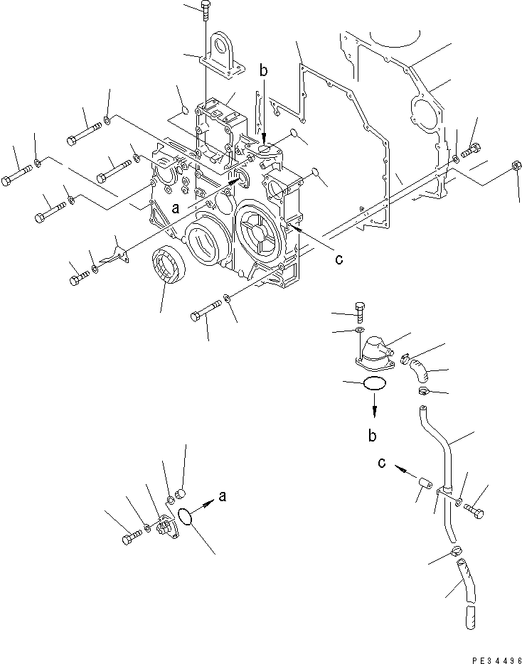Engines Komatsu / SA6D140-1HH S/N 17739-UP(sa6d147r) / FRONT COVER(#21744-)(030130 : A2040-A4C9)