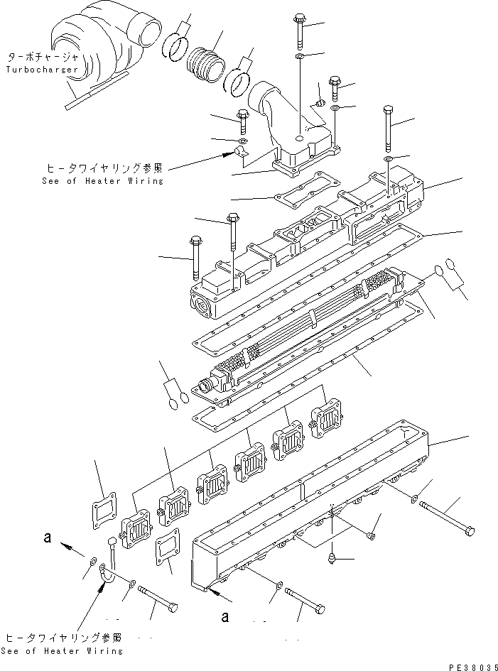 Komatsu parts book diagram for SA6D140-1EE S/N 17739-UP: AIR INTAKE MANIFOLD AND AFTER COOLER (EXCEPT JAPAN)(#17739-19930)