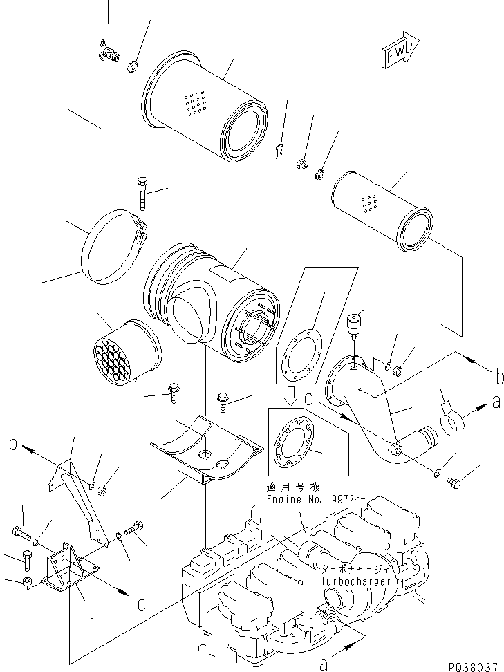 Komatsu parts book diagram for SA6D140-1EE S/N 17739-UP: AIR CLEANER