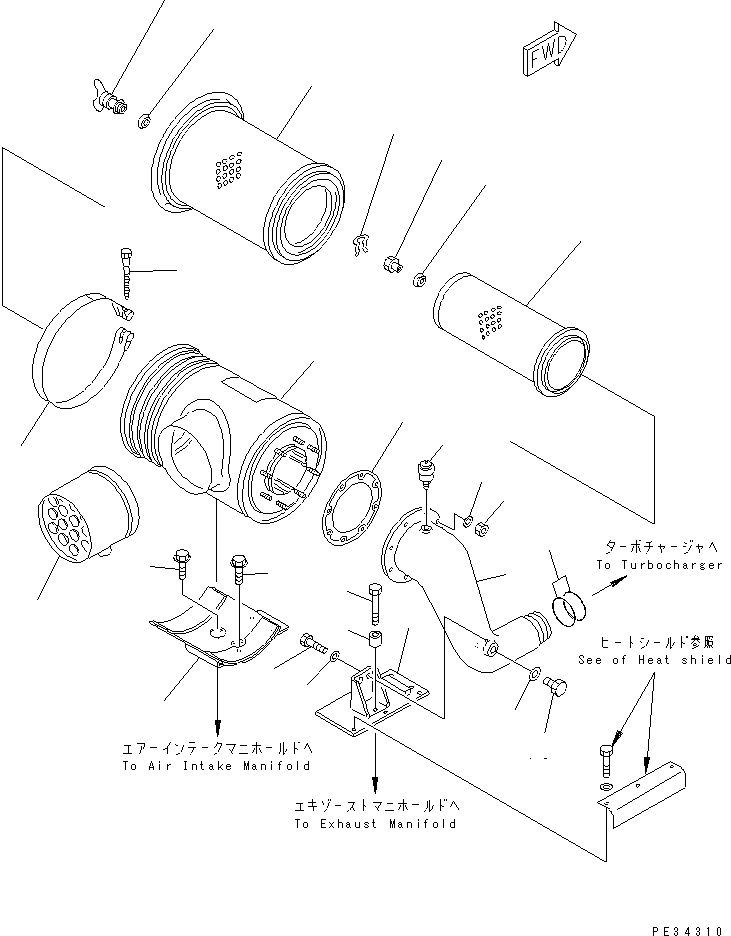 Komatsu parts book diagram for SA6D140-1EE S/N 17739-UP: AIR CLEANER(#19807-)
