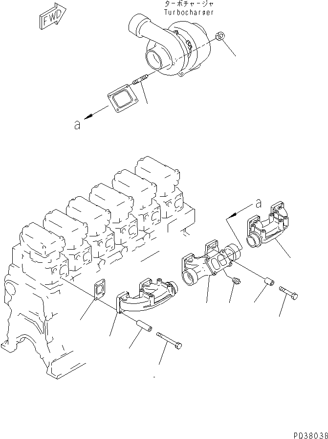Komatsu parts book diagram for SA6D140-1EE S/N 17739-UP: EXHAUST MANIFOLD(#19930-20659)